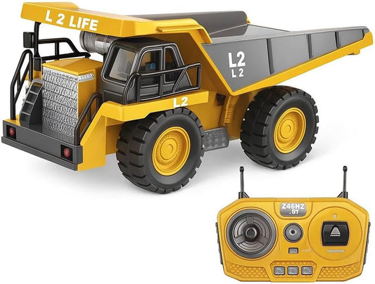 L 2 Life 2.4GHz Remote Control Dump Truck – 1:24 Scale Heavy Duty RC Construction Vehicle with Lights & Sounds, Rechargeable Battery, USB Charger & Remote Control for Kids Ages 6+