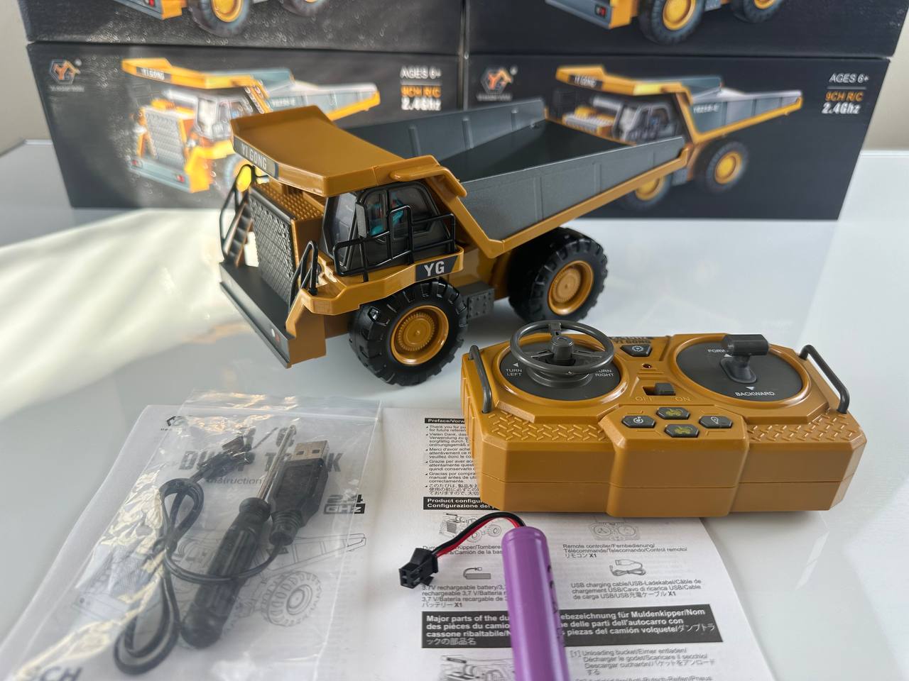 L 2 Life 2.4GHz Remote Control Dump Truck – 1:24 Scale Heavy Duty RC Construction Vehicle with Lights & Sounds, Rechargeable Battery, USB Charger & Remote Control for Kids Ages 6+
