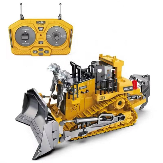 L2LIFE RC Bulldozer 9CH 2.4GHz Remote Control Track-Type Construction Toy Vehicle for Kids Ages 6+