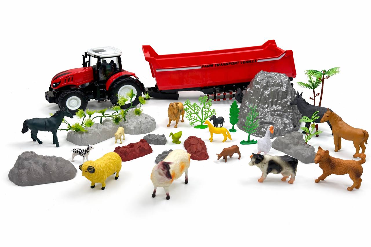 🚜🐄 Ultimate RC Farm Tractor Playset – 2 RC Tractors & Animal Farm Set