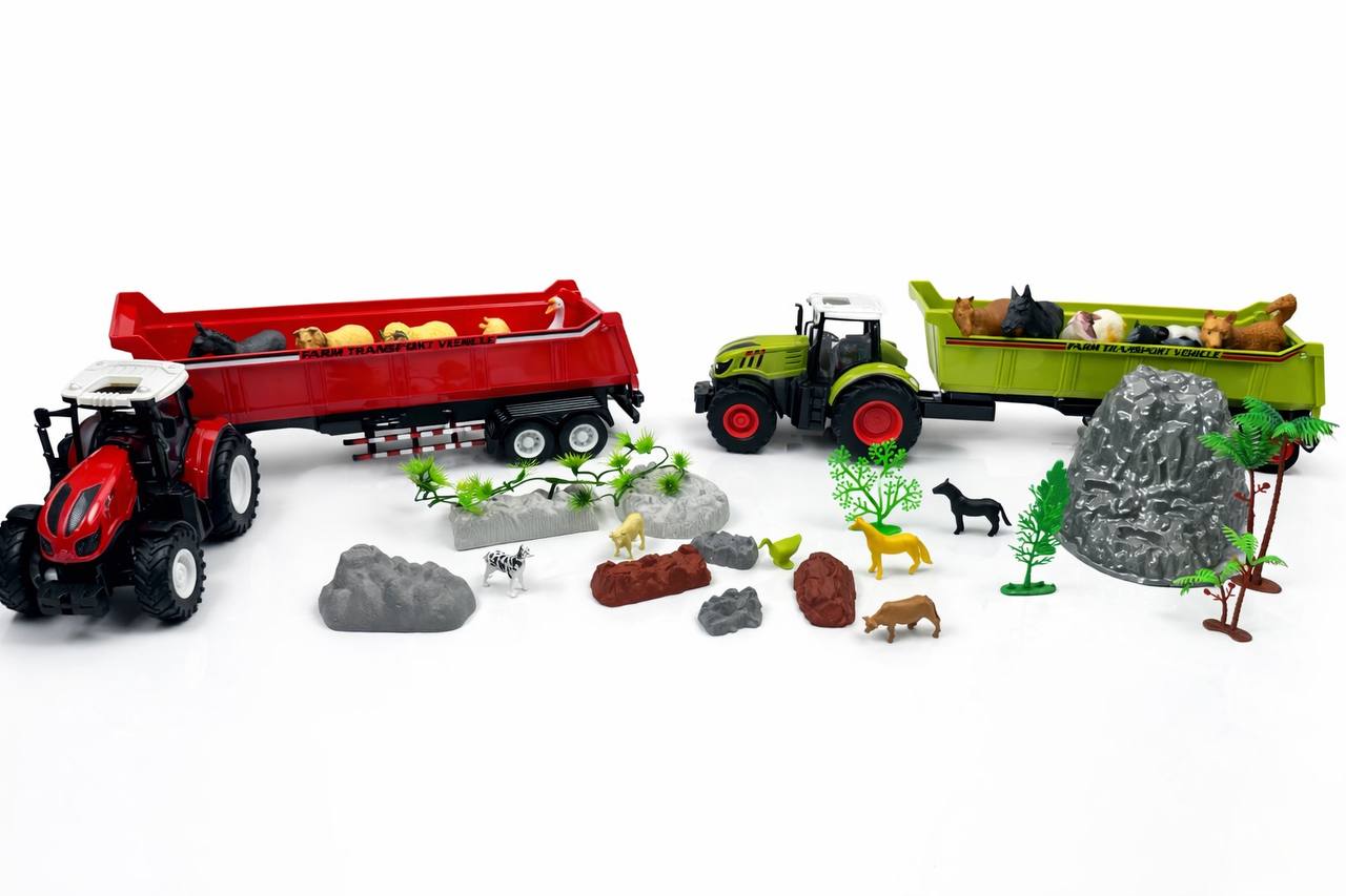 🚜🐄 Ultimate RC Farm Tractor Playset – 2 RC Tractors & Animal Farm Set